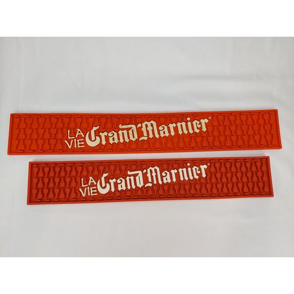 Grand Marnier Red/White Rubber Bar Drip Spill Rail Mat Bar Drying Lot of 2 - Picture 1 of 7